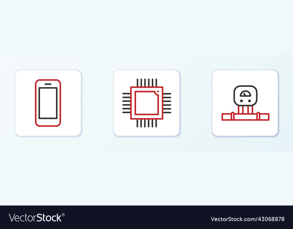 Set line smart sensor smartphone and processor