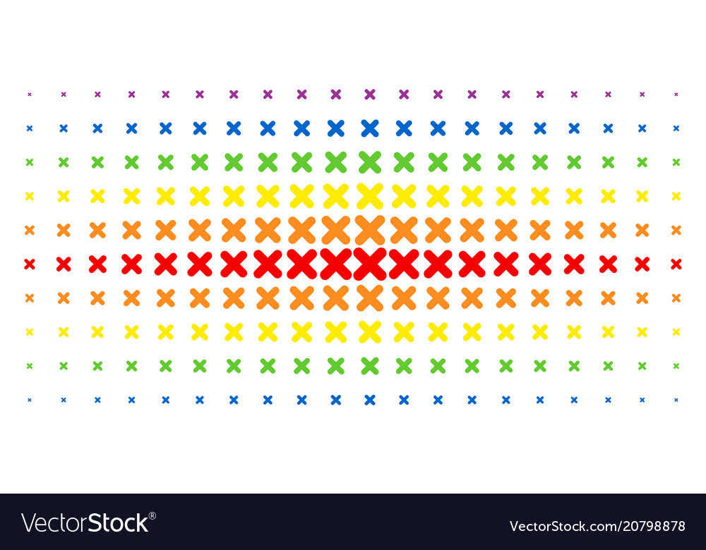 X-cross spectrum halftone array vector image X-cross spectrum halftone array