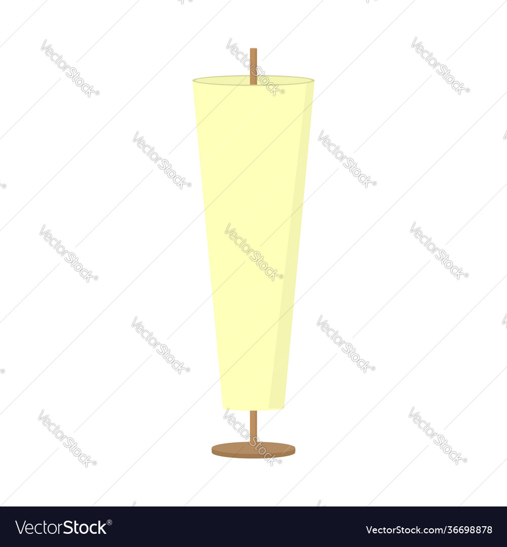 Yellow floor lamp with a conical shape on wooden