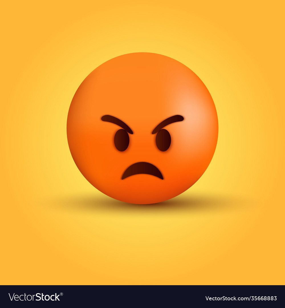 3d angry emoji face Royalty Free Vector Image - VectorStock