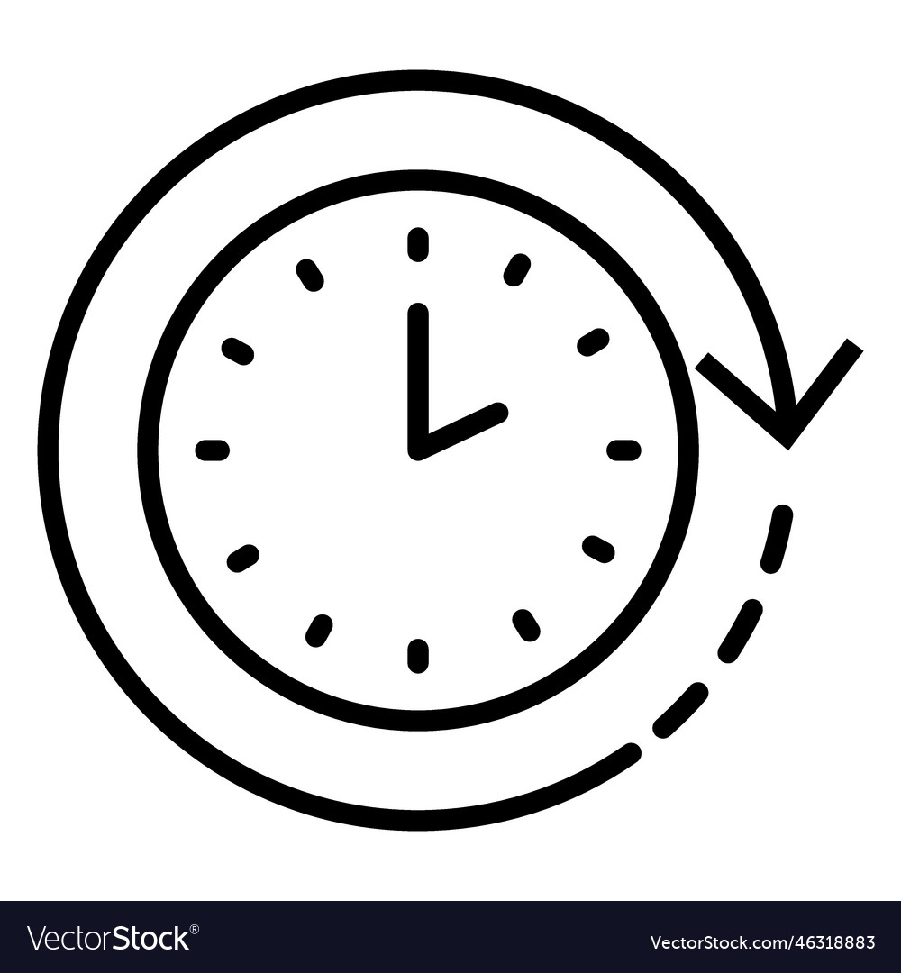 Analog clock icon stroke circular arrow