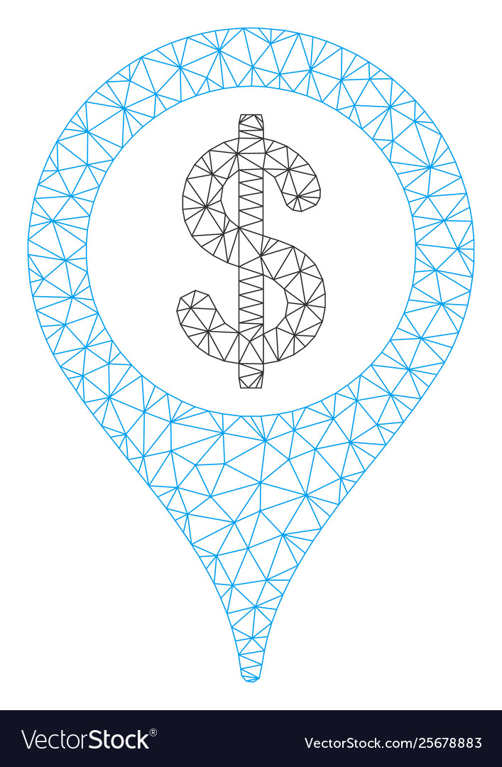 Bank map marker mesh wire frame model vector image Bank map marker mesh wire frame model