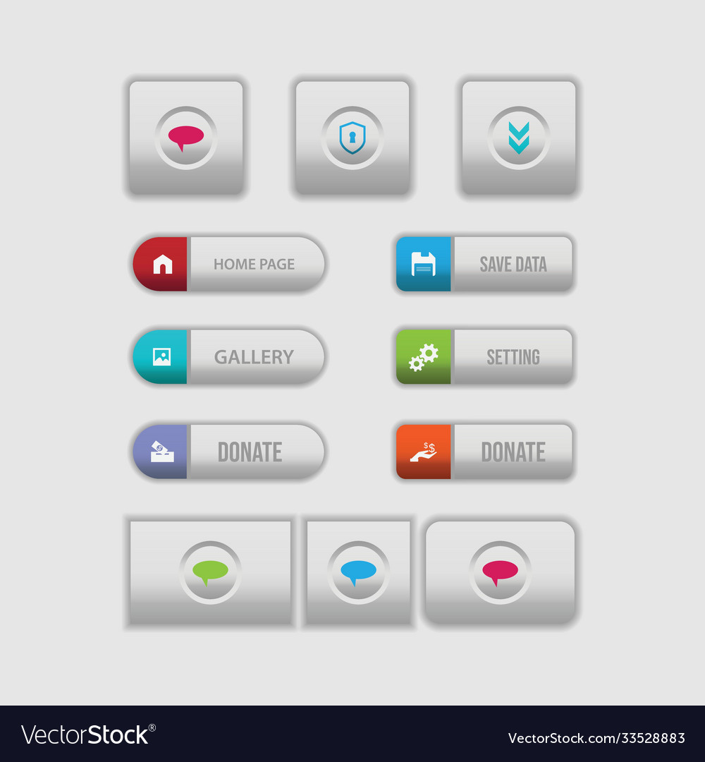 Colorful flat web design button vector image Colorful flat web design button