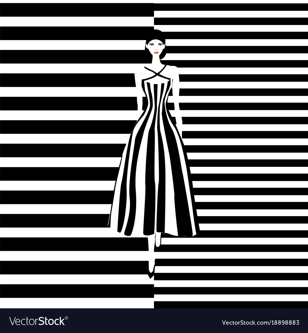 Fashion model black and white stripes