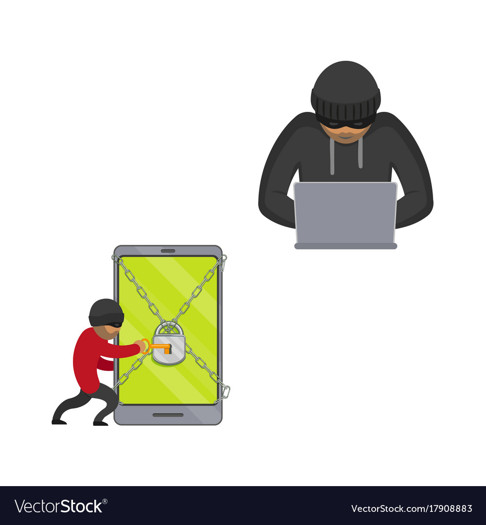 Flat hacker stealing money set