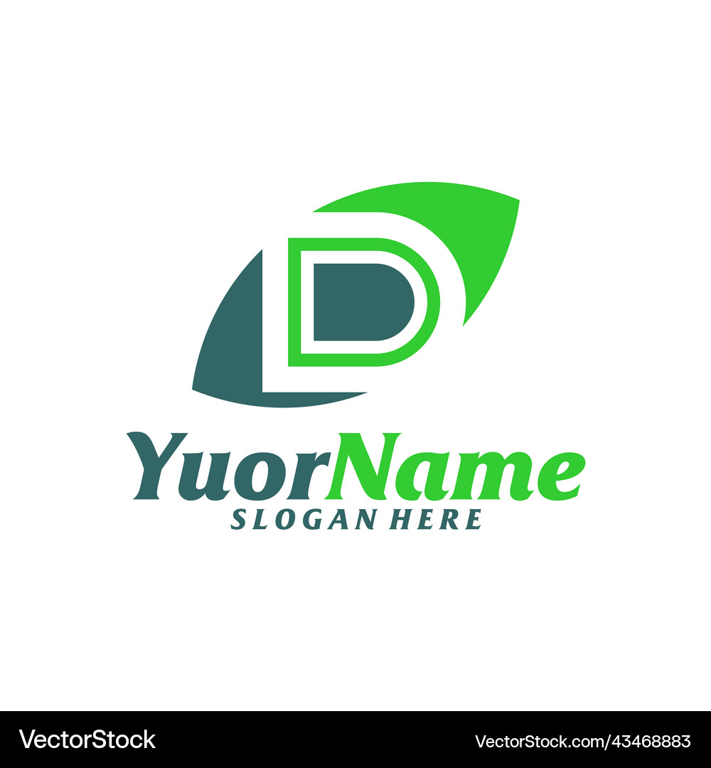 Initial d with leaf logo design template letter Vector Image