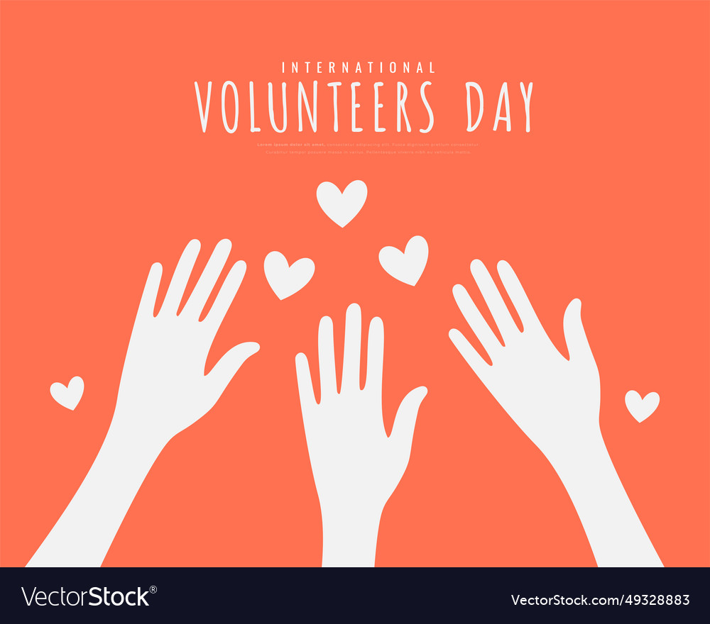 International volunteers day hands up background vector image International volunteers day hands up background
