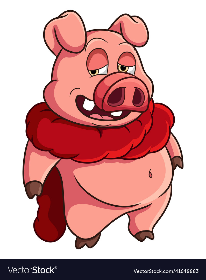 Lazy pig is standing with a stupid face Vector Image Lazy pig is standing with a stupid face