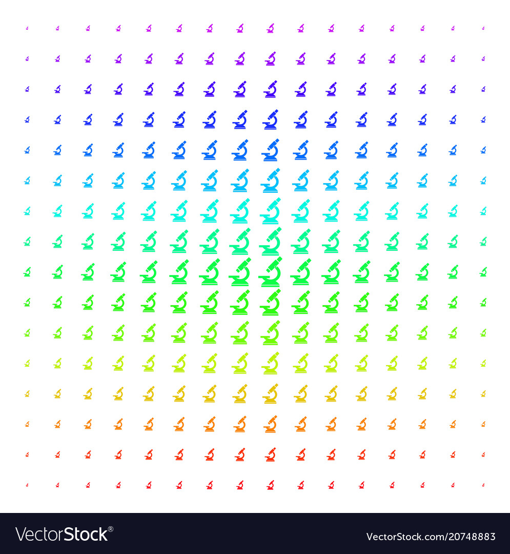 Microscope icon halftone spectrum pattern