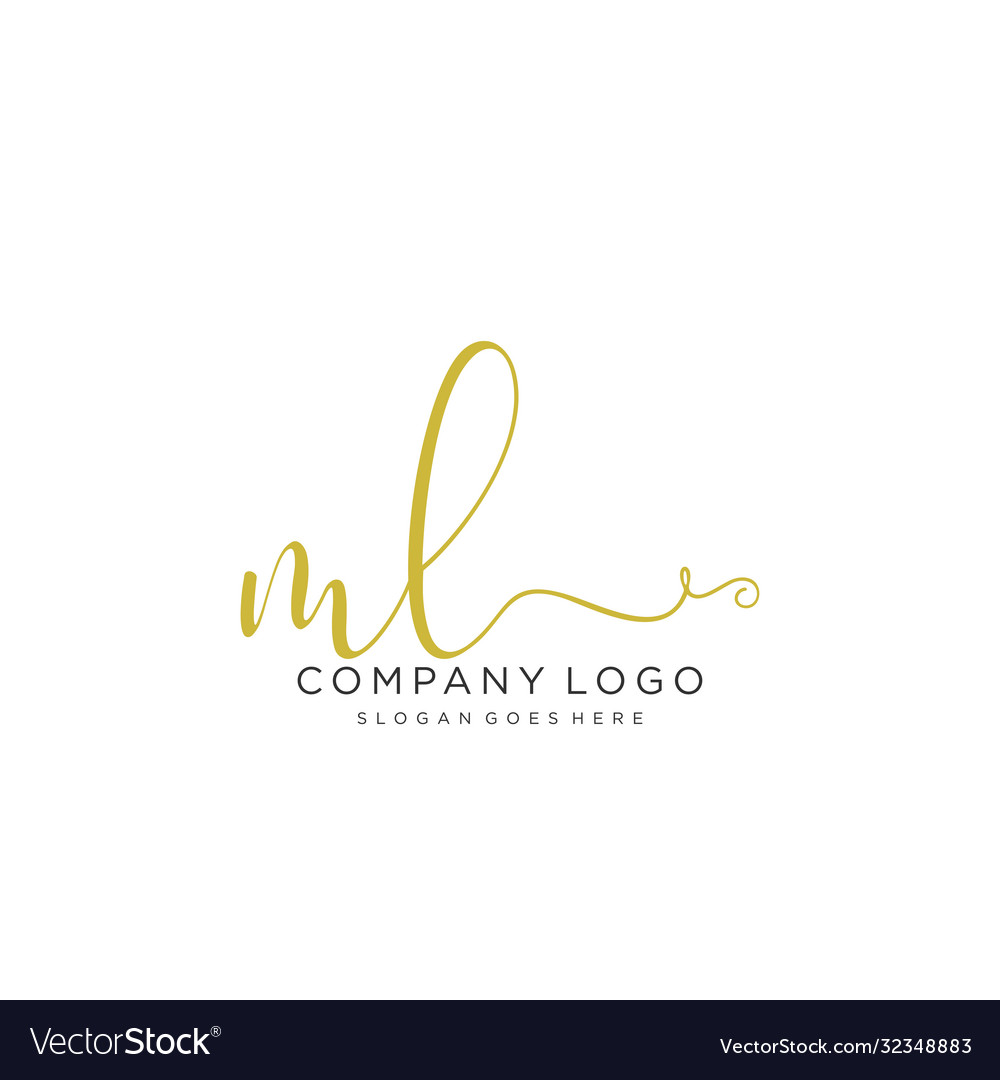 Ml initial handwriting logo design Royalty Free Vector Image