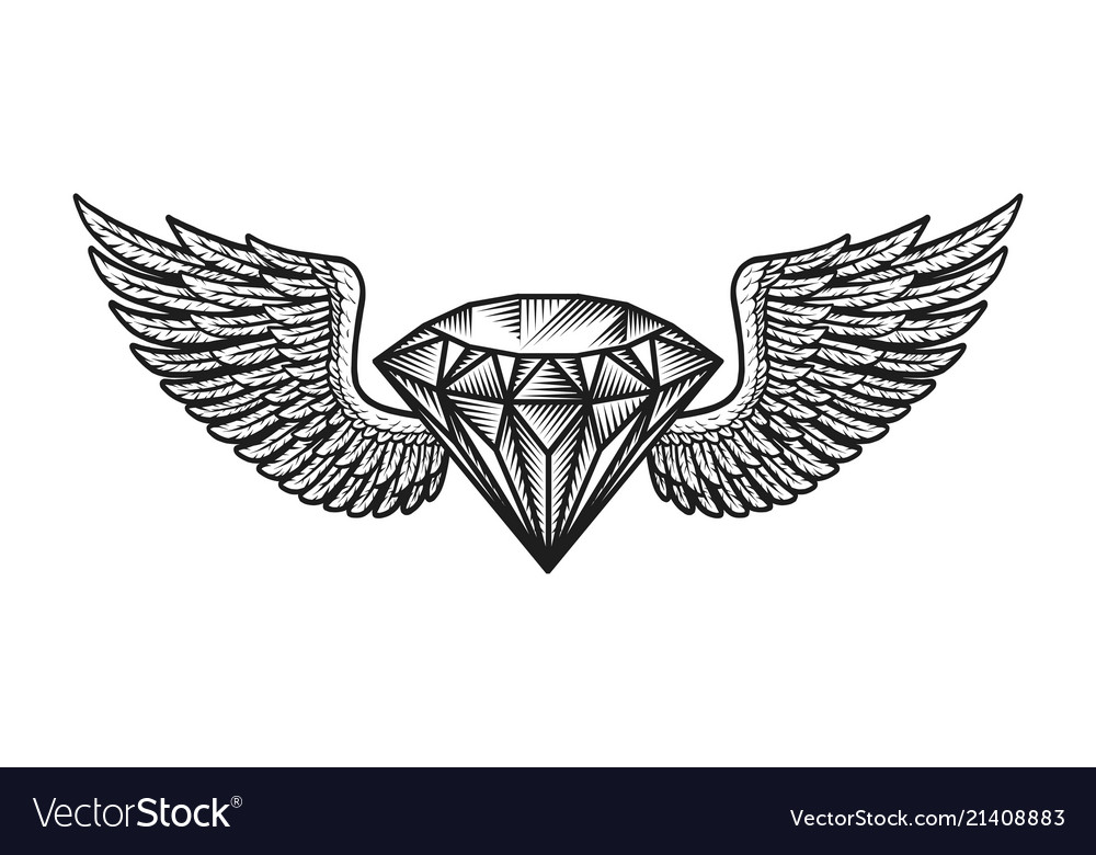 monochrome winged diamond template