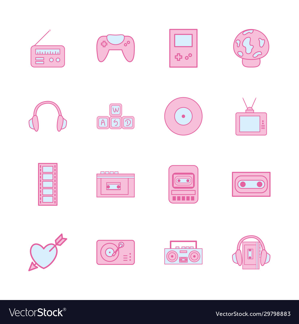 Neon line and fill style icon set design