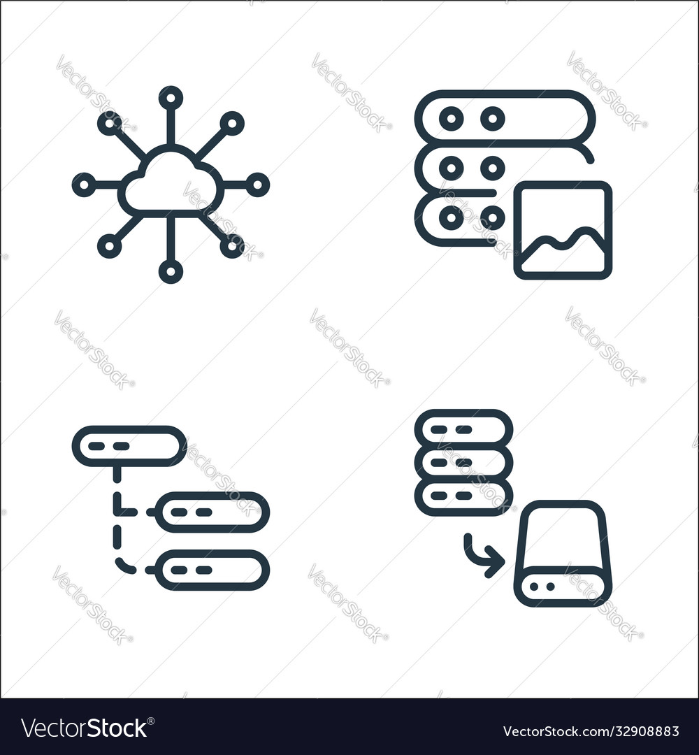 Office Server Line Icons - Network & Data