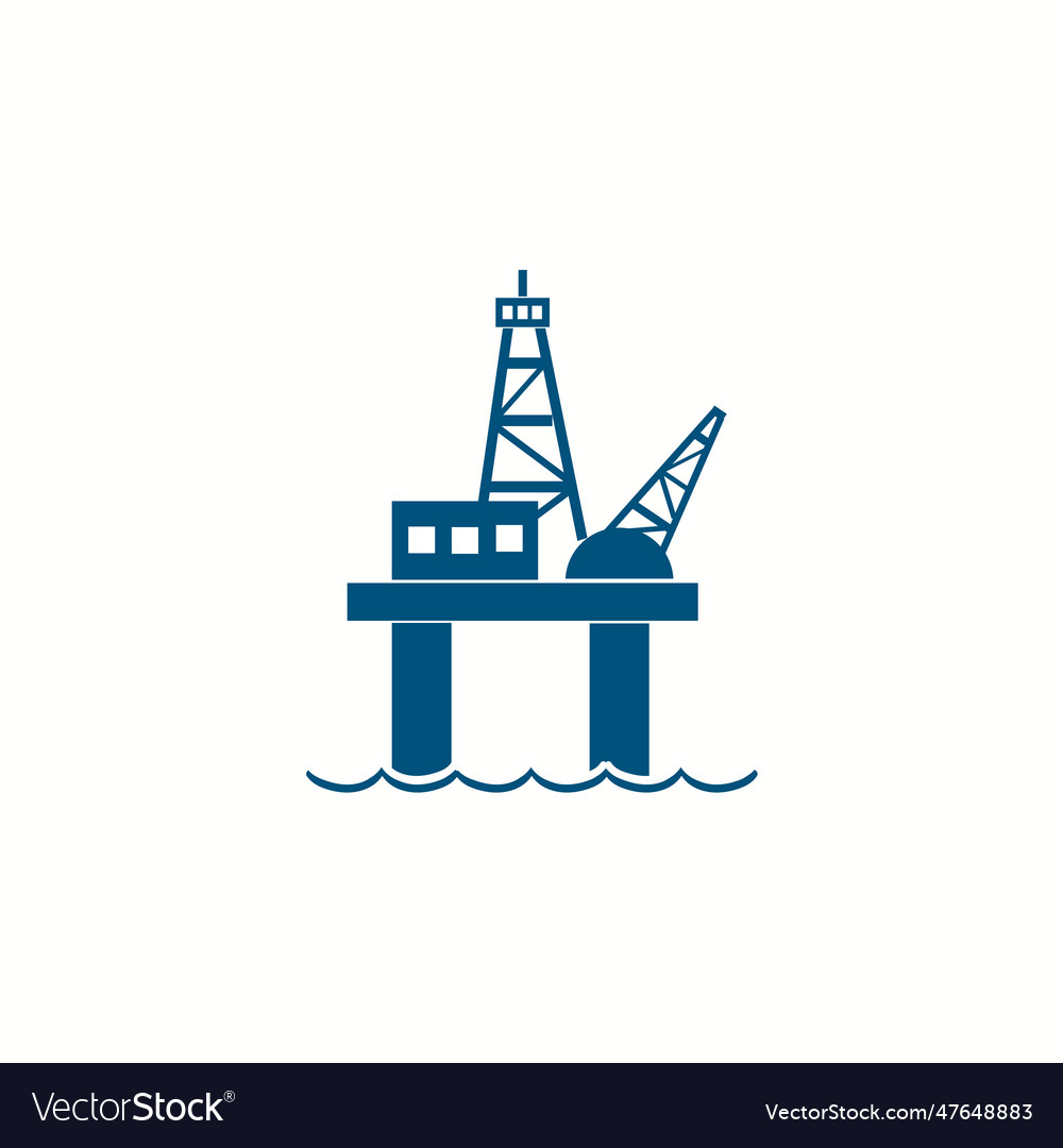 Oil platform flat icon Royalty Free Vector Image