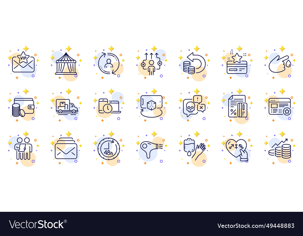 Outline set of vip mail survey and user info line vector image Outline set of vip mail survey and user info line