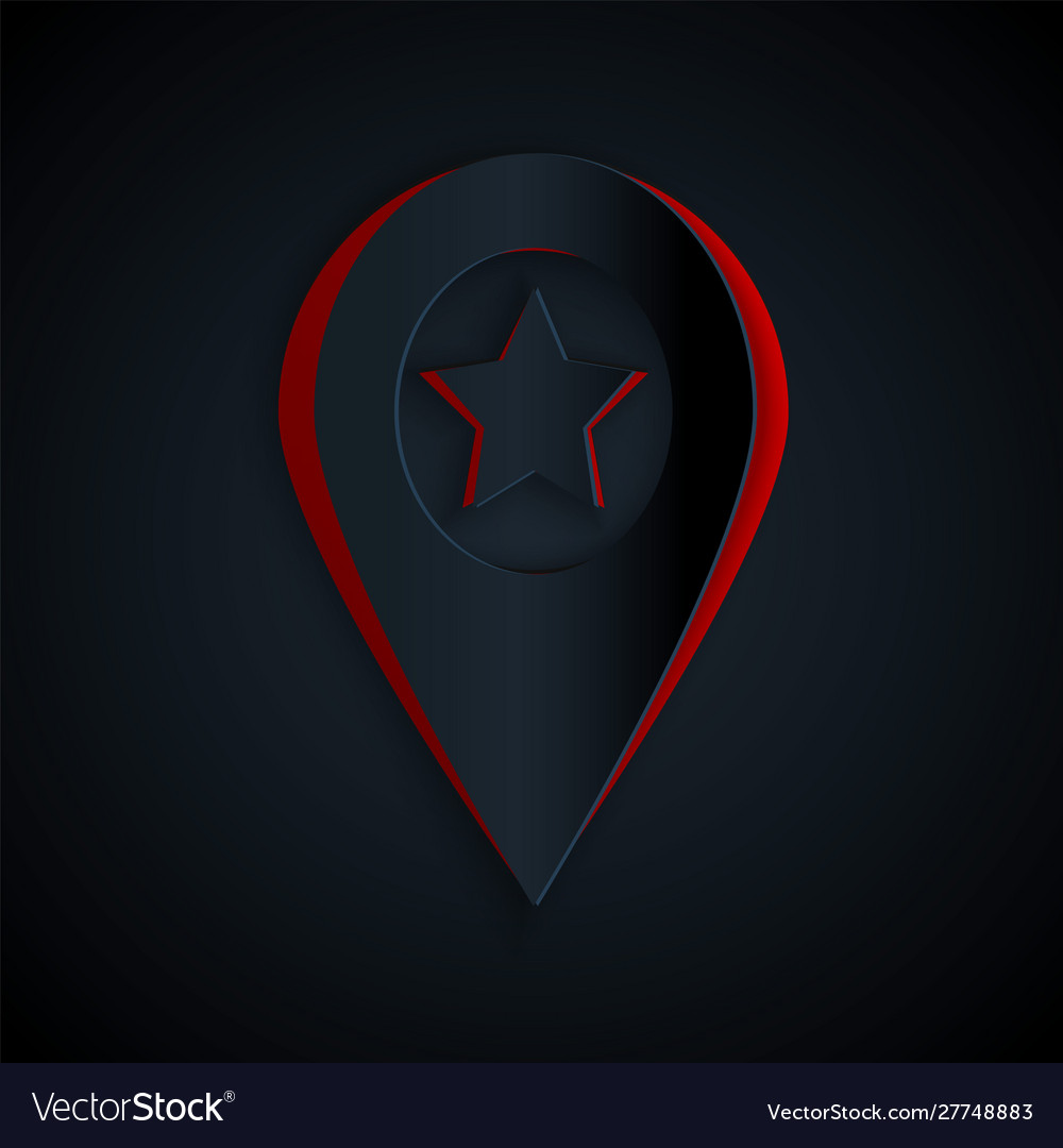 Paper cut map pointer with star icon isolated Vector Image Paper cut map pointer with star icon isolated