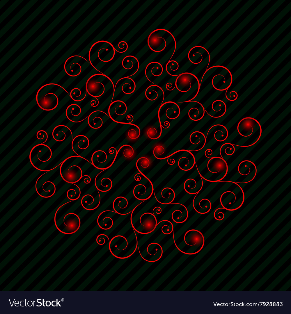 Red curly pattern with green lines