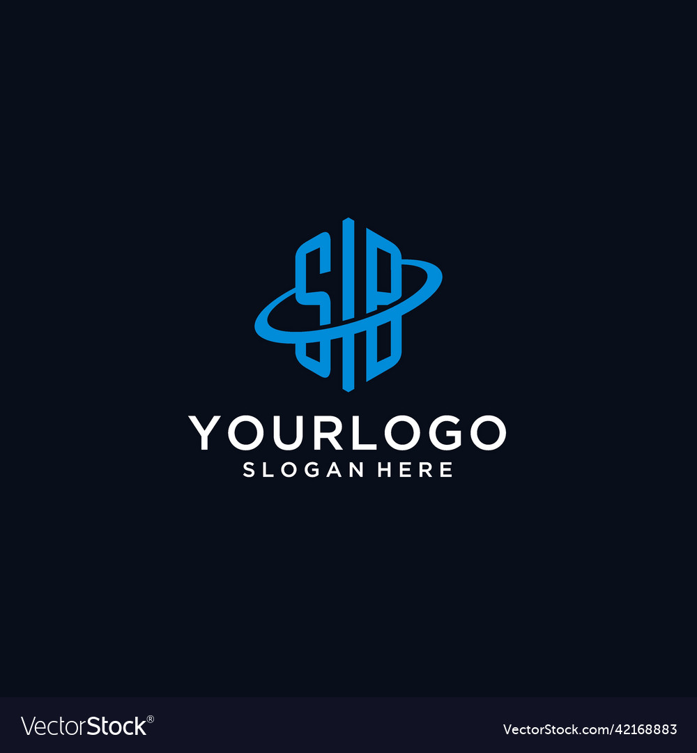 Sb initial monogram logo with hexagonal shape