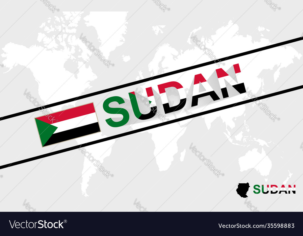 Sudan map flag and text