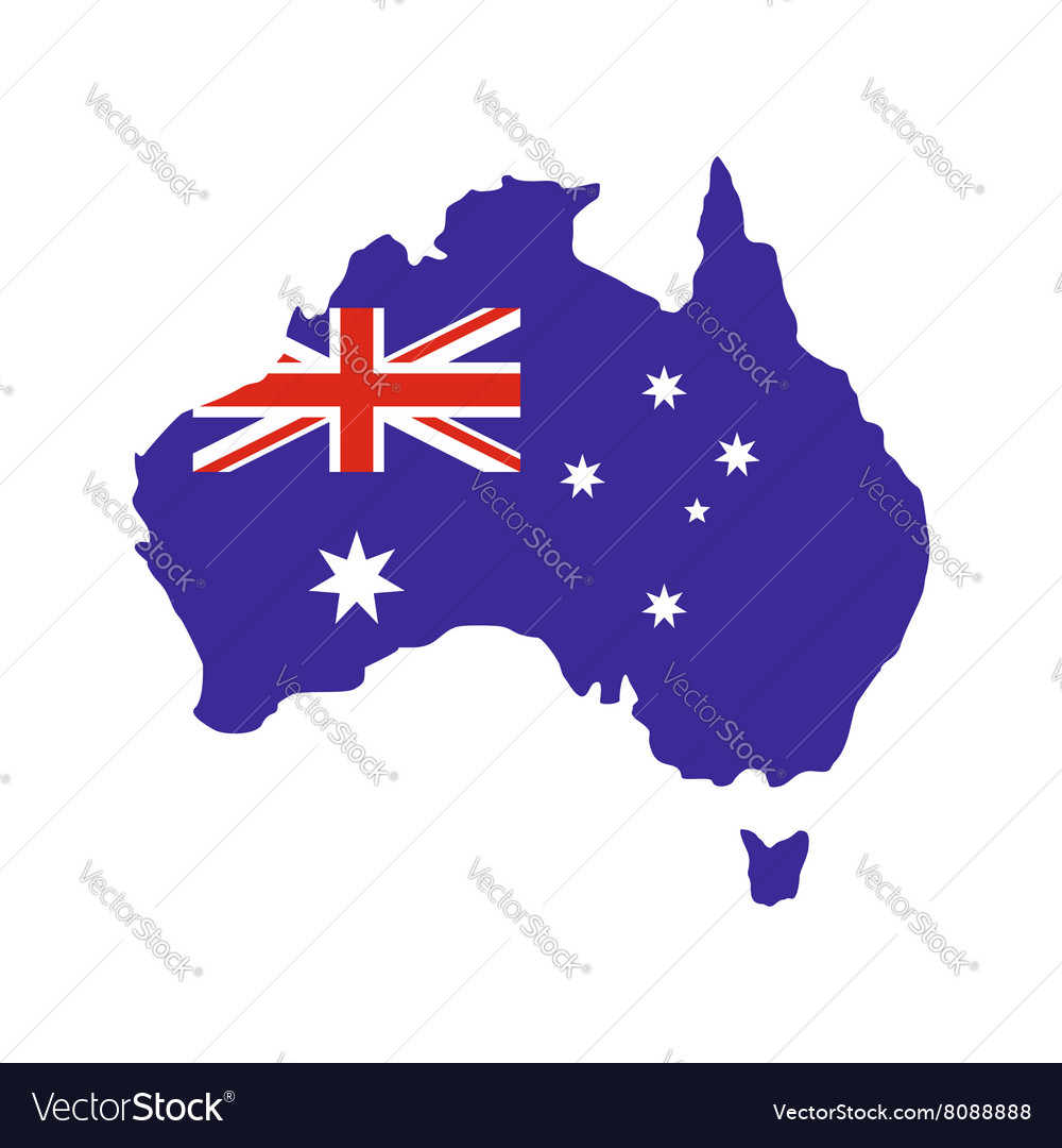 Australia map with the image of national flag