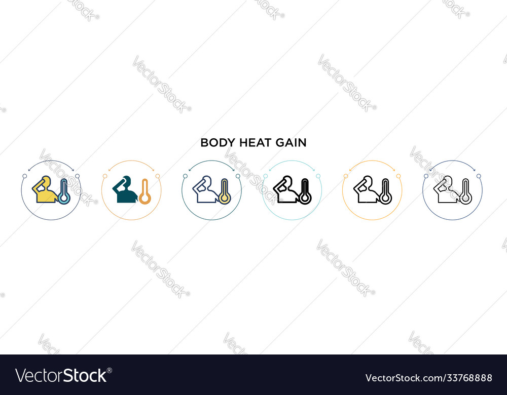 Body heat gain icon in filled thin line outline