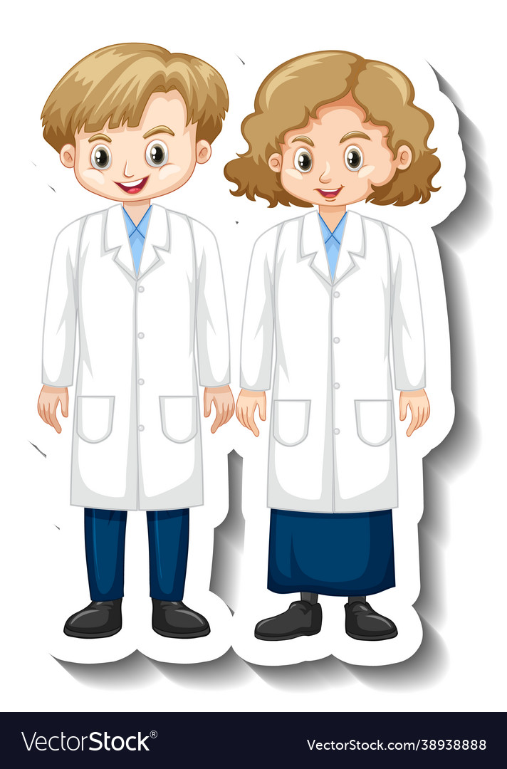 Cartoon character sticker with children vector image Cartoon character sticker with children