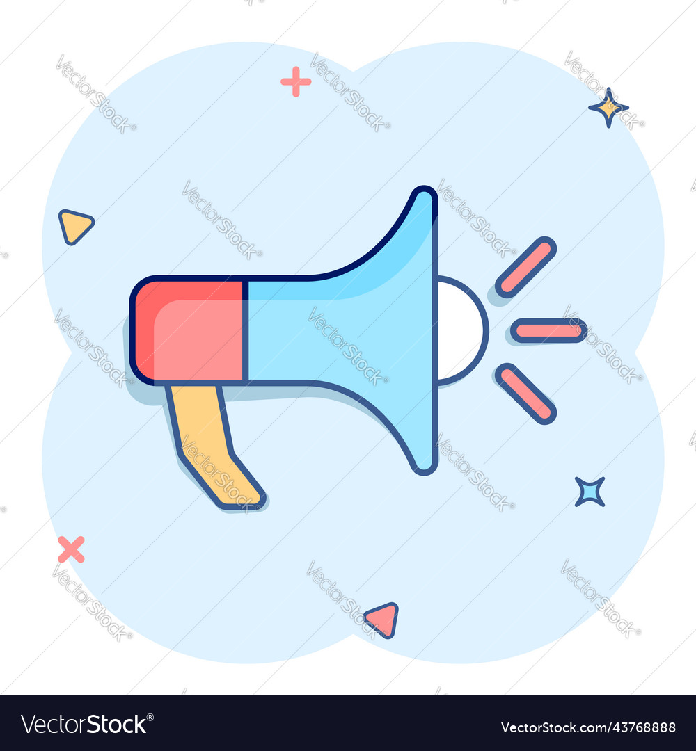 Cartoon Megaphon-Ikone im Comic-Stil Bullhorn vector image Cartoon Megaphon-Ikone im Comic-Stil Bullhorn