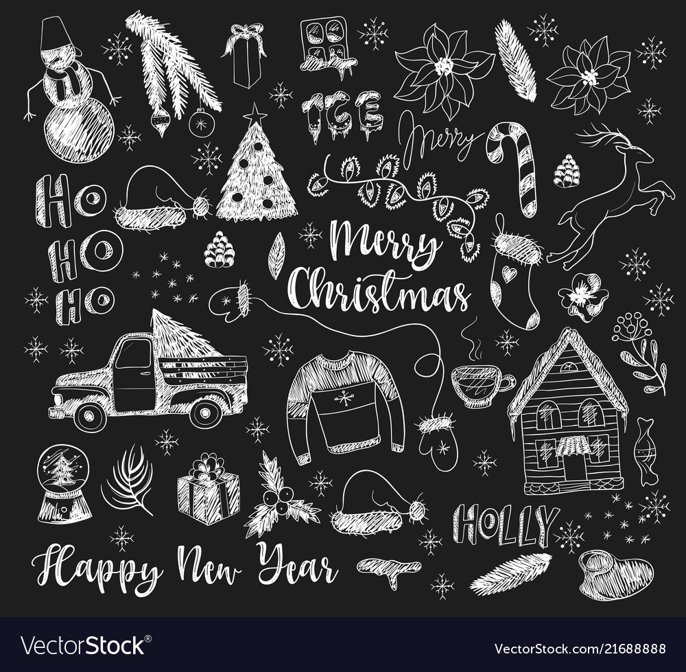 Chalkboard Weihnachtselemente Set
