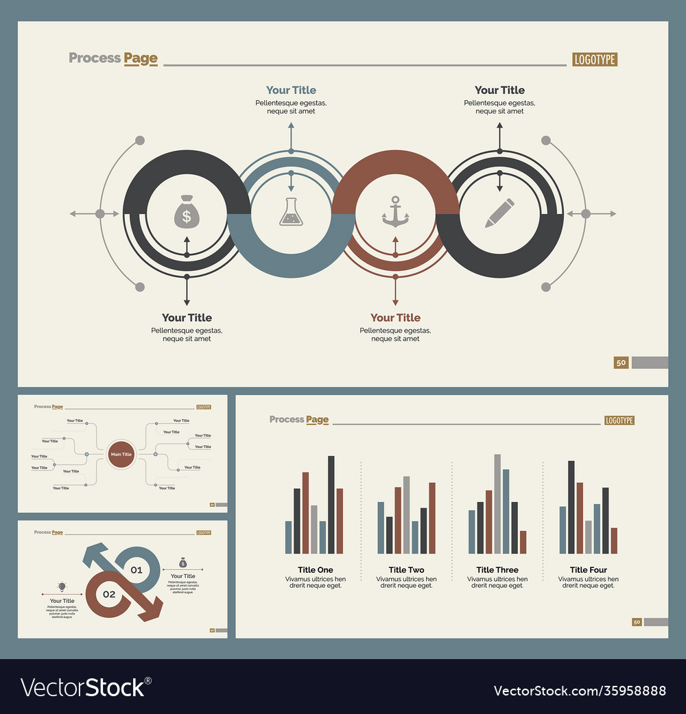 Four economics slide templates set Royalty Free Vector Image