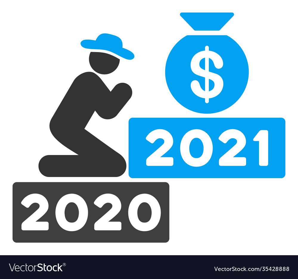 Gentleman beten für Geld 2021 flache Ikone vector image Gentleman beten für Geld 2021 flache Ikone