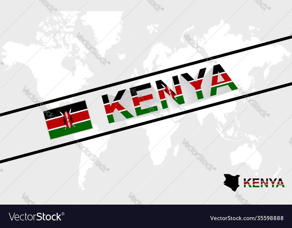 Kenya map flag and text