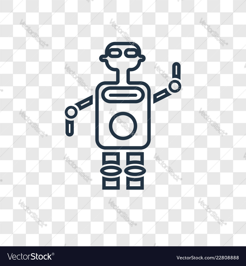 Robot concept linear icon isolated on transparent vector image Robot concept linear icon isolated on transparent