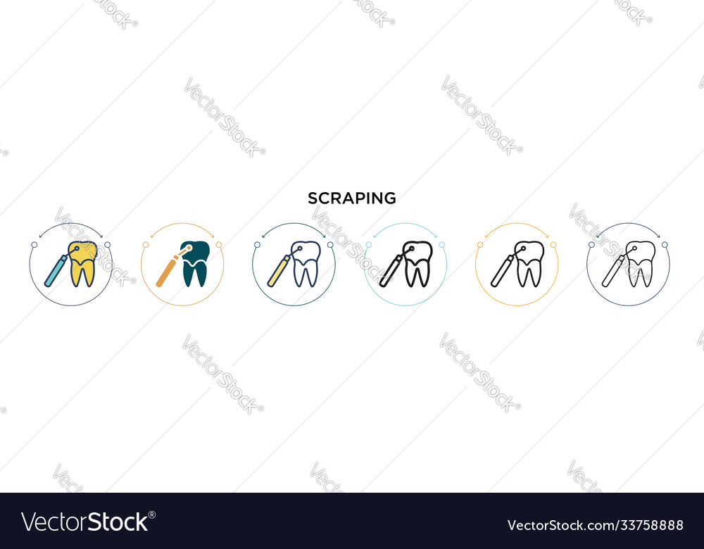 Scraping icon in filled thin line outline vector image Scraping icon in filled thin line outline