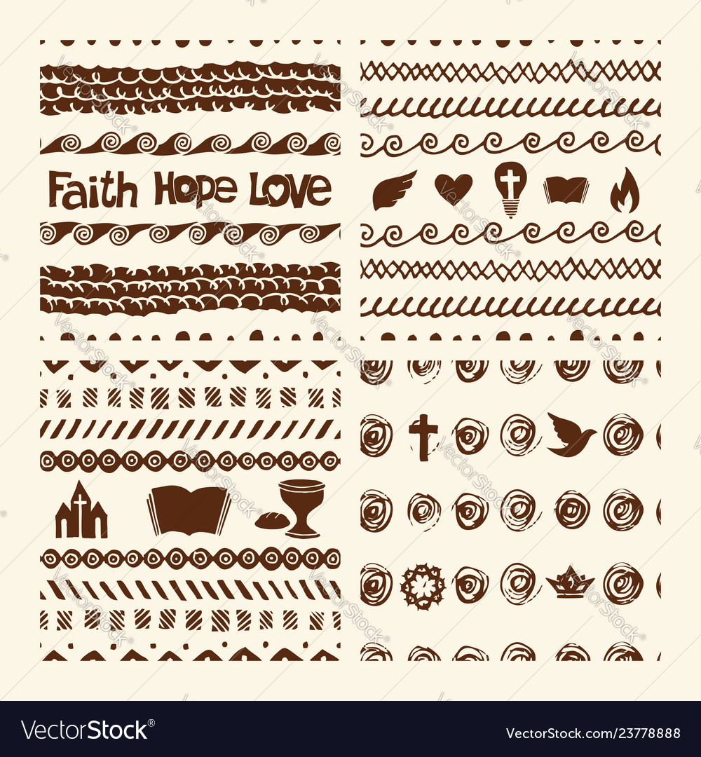Set of hand drawn christian patterns Royalty Free Vector