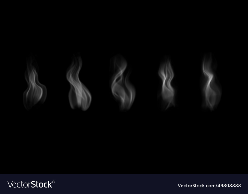 Set of realistic stream from burning objects vector image Set of realistic stream from burning objects