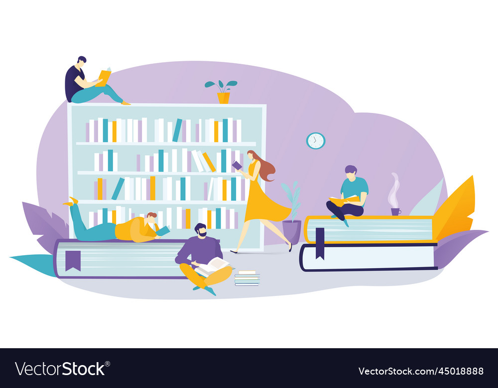 Student Reading at Library Shelf