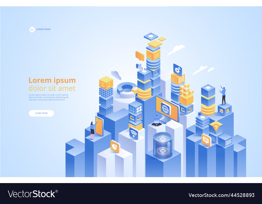 Abstract technology isometric concept of data