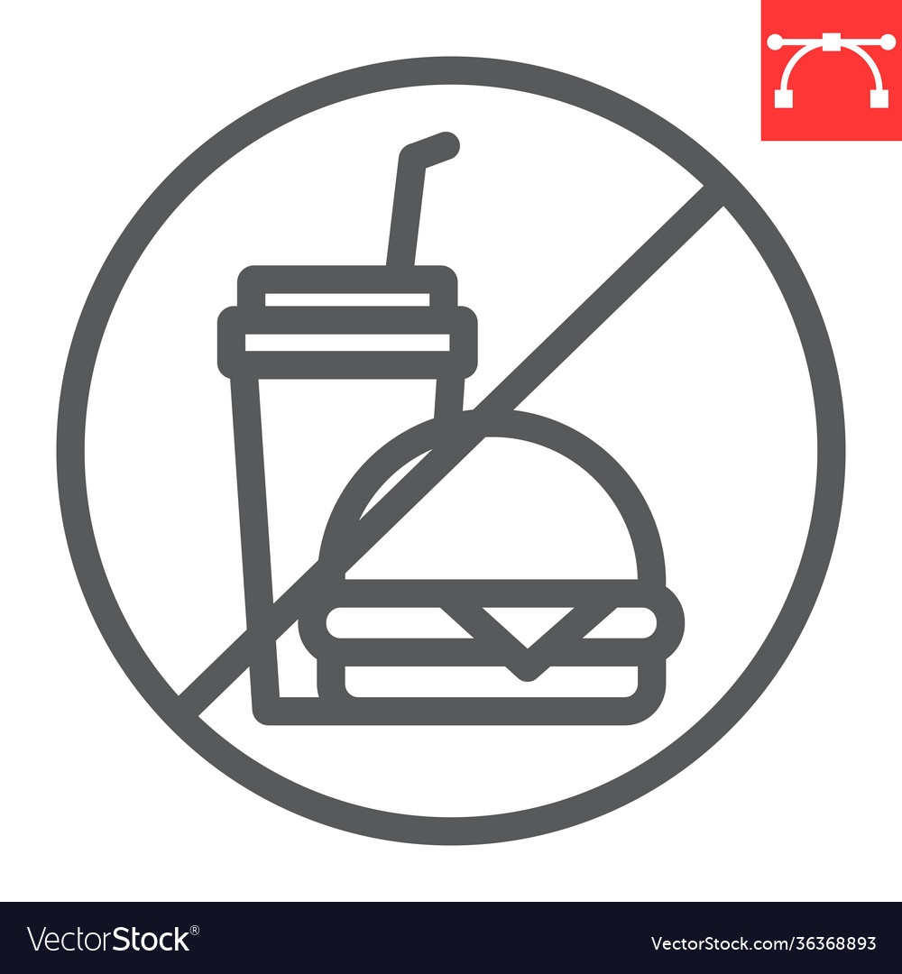Do not eat line icon prohibition Royalty Free Vector Image