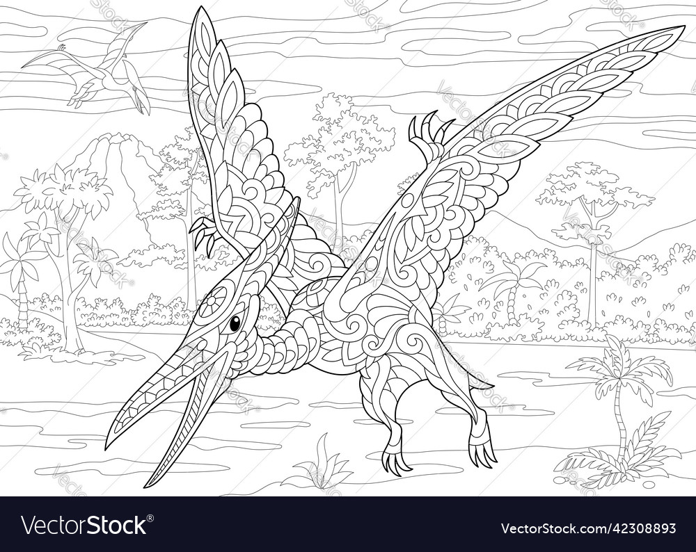 Entangle pterodactyl dinosaur Royalty Free Vector Image