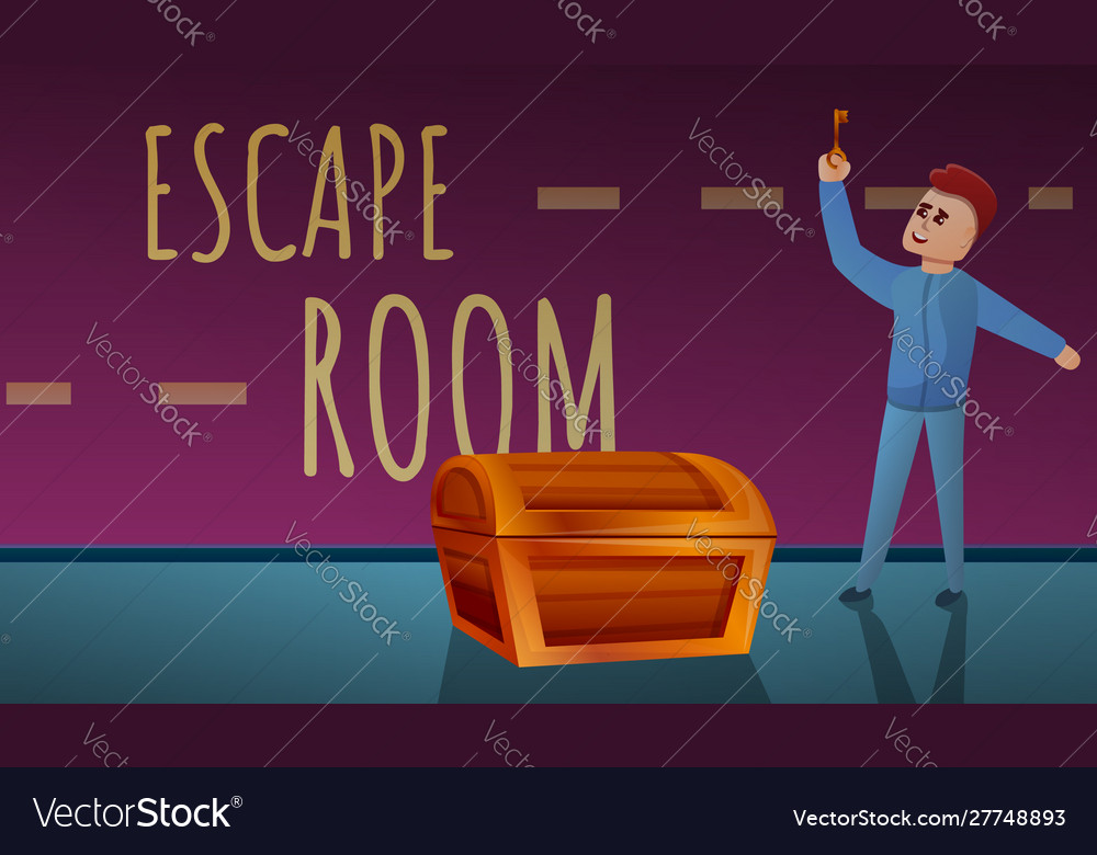 Escape room concept banner cartoon style Vector Image