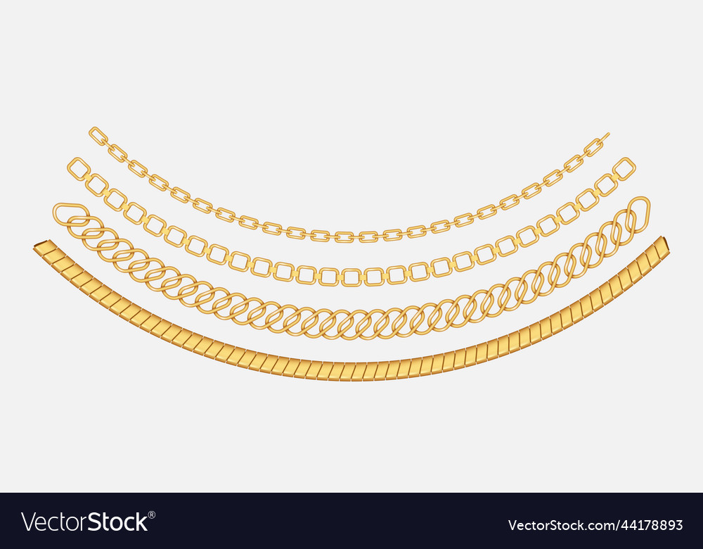 Gold necklace realistic set luxury jewelry Vector Image
