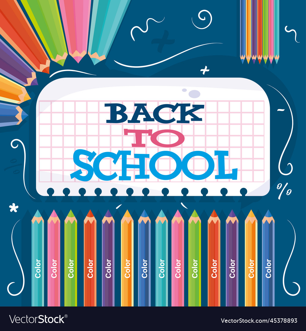 Group of colored pencils back to school poster