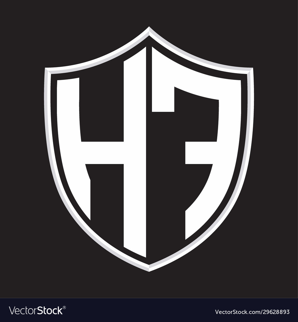Hf logo monogram with shield shape isolated