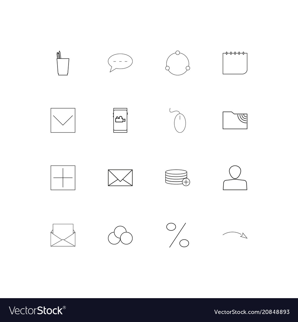 Internet technologies linear thin icons set