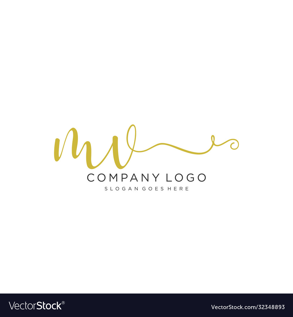 Mv initial handwriting logo design Royalty Free Vector Image