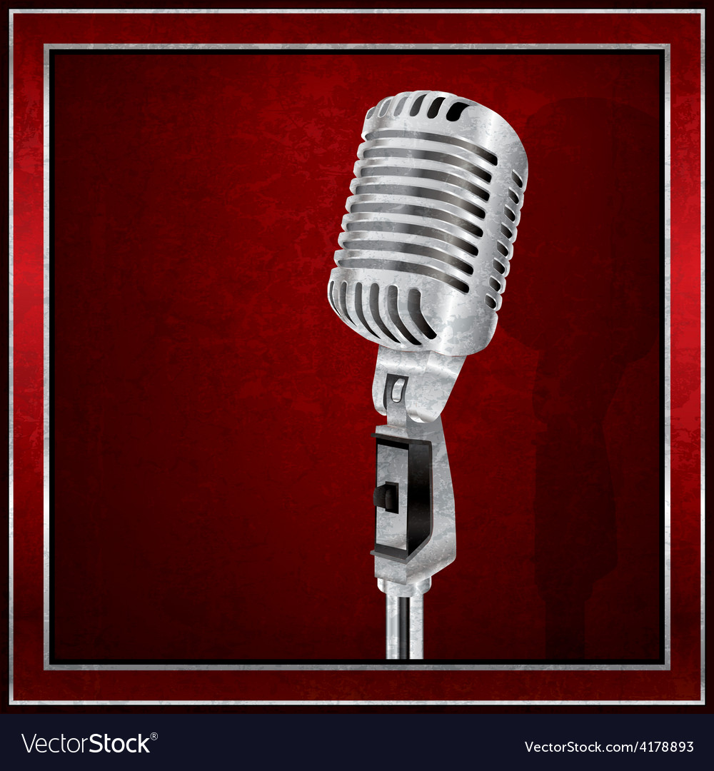 Retro Microphone on Red Background