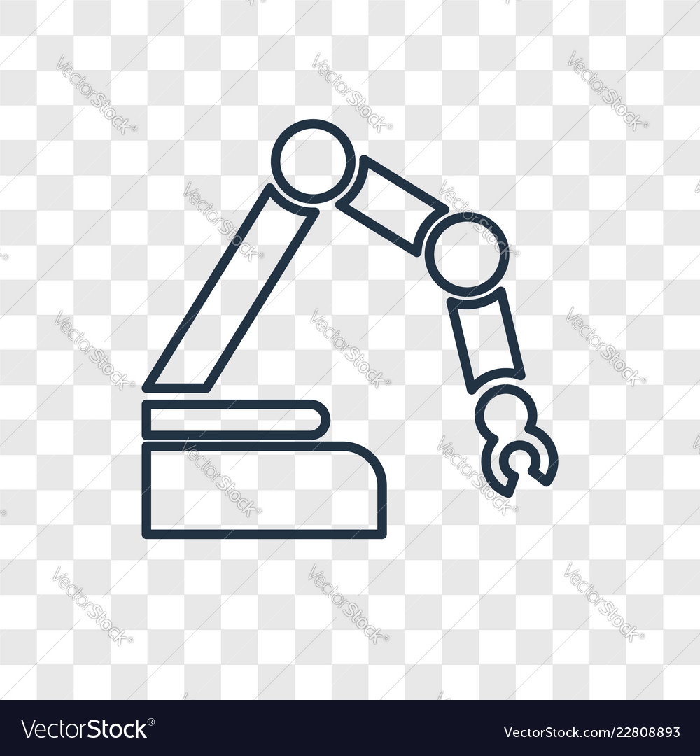 Robot concept linear icon isolated on transparent vector image Robot concept linear icon isolated on transparent