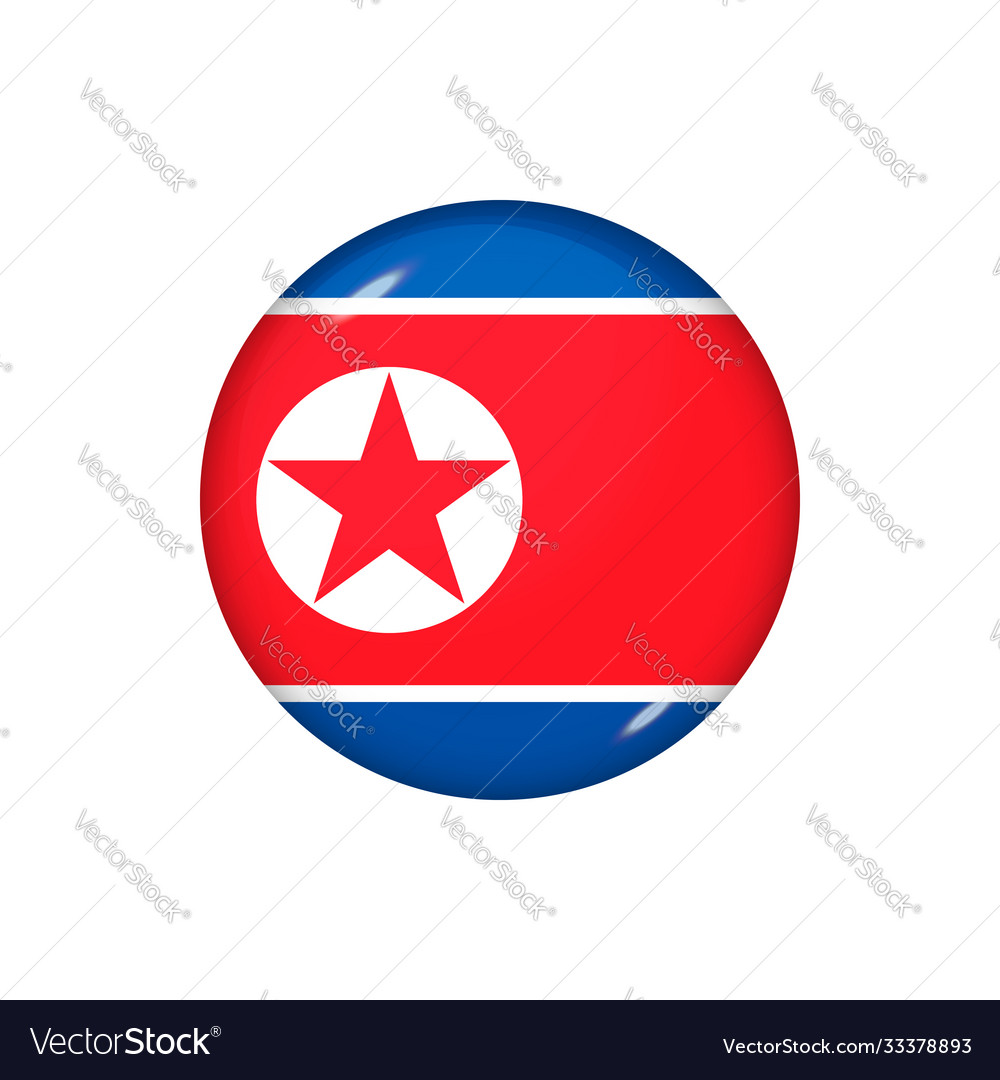 Round flag north korea button icon glossy Vector Image