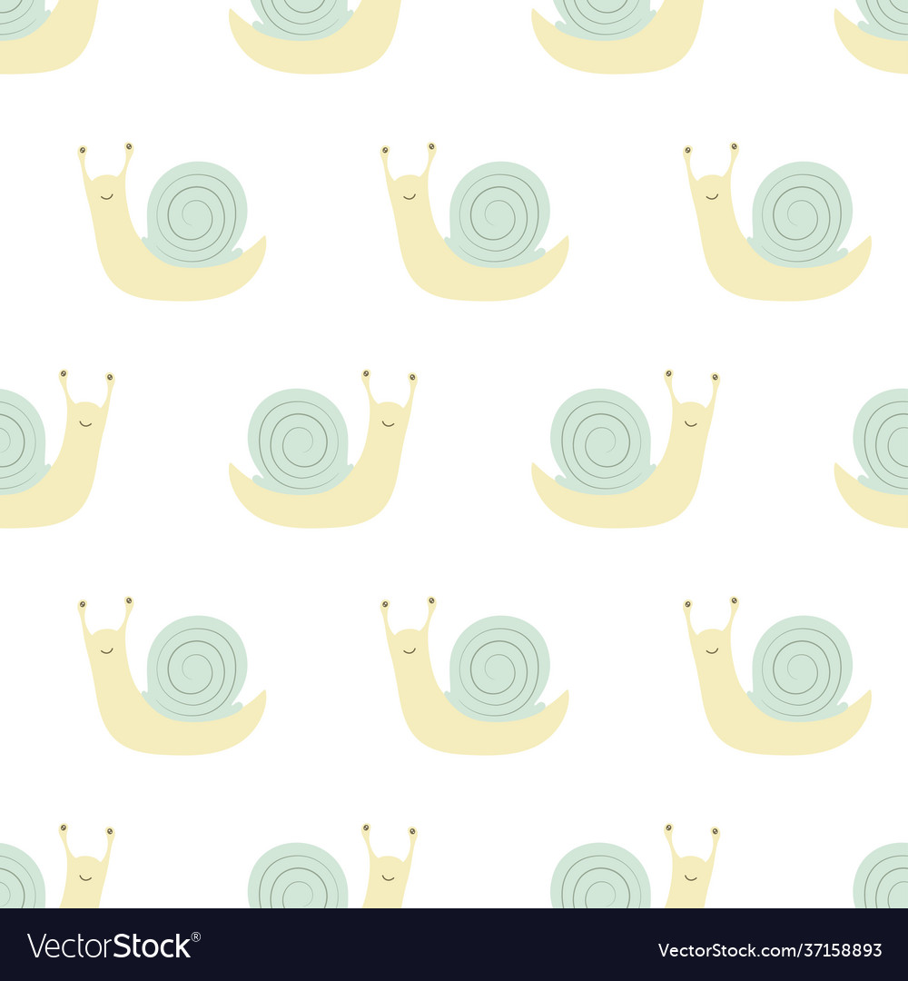 Seamless pattern with snails on white background