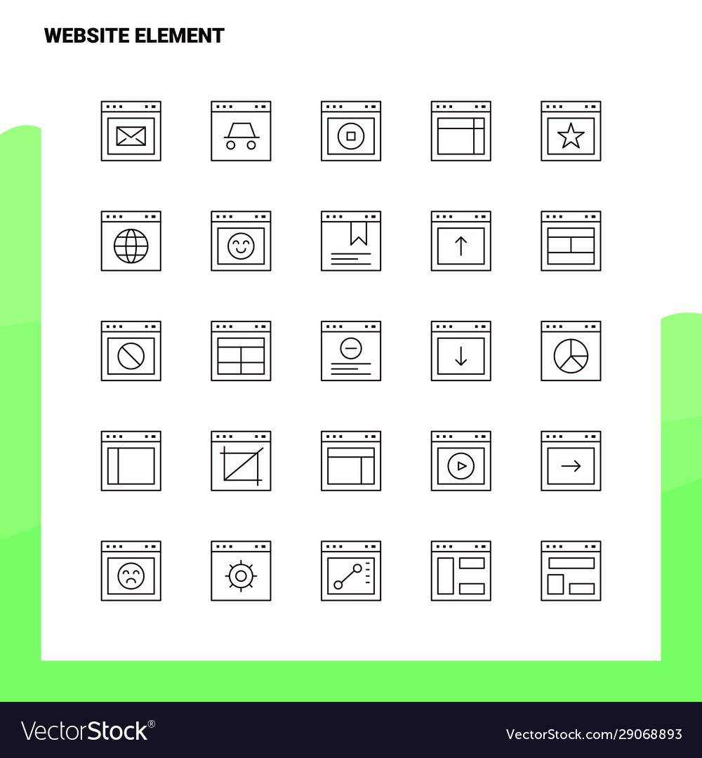 Set website element line icon 25 icons vector image Set website element line icon 25 icons